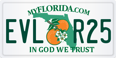 FL license plate EVLR25
