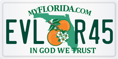 FL license plate EVLR45