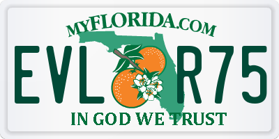 FL license plate EVLR75