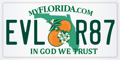 FL license plate EVLR87