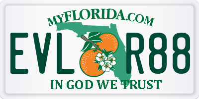 FL license plate EVLR88