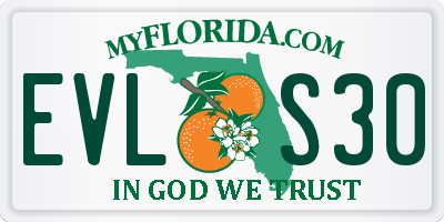 FL license plate EVLS30