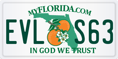 FL license plate EVLS63