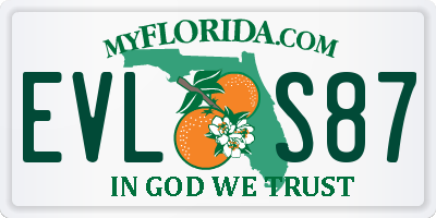 FL license plate EVLS87