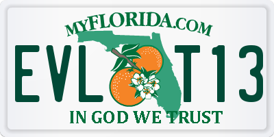 FL license plate EVLT13