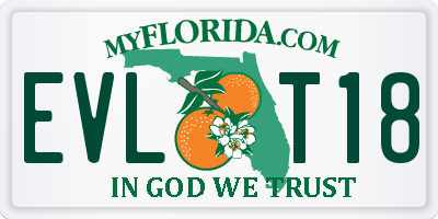 FL license plate EVLT18