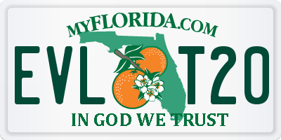 FL license plate EVLT20