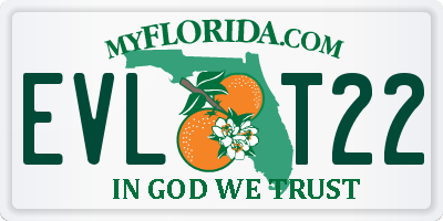 FL license plate EVLT22