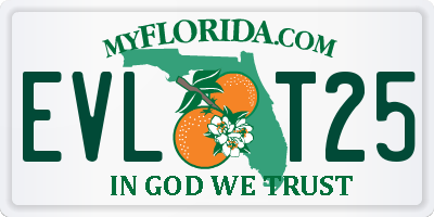 FL license plate EVLT25