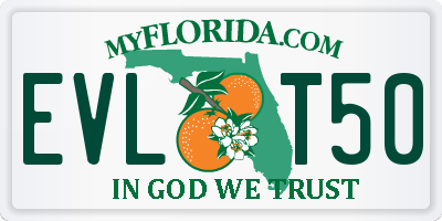 FL license plate EVLT50
