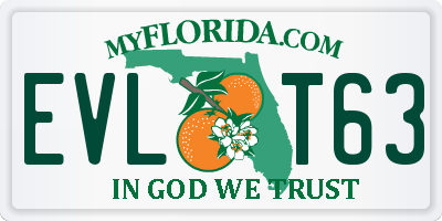 FL license plate EVLT63