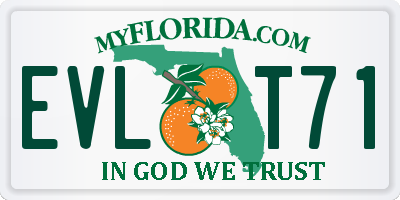 FL license plate EVLT71