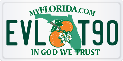 FL license plate EVLT90