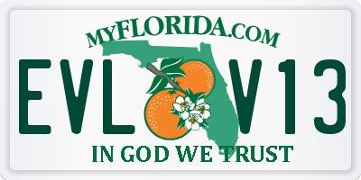 FL license plate EVLV13