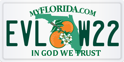 FL license plate EVLW22