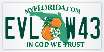 FL license plate EVLW43
