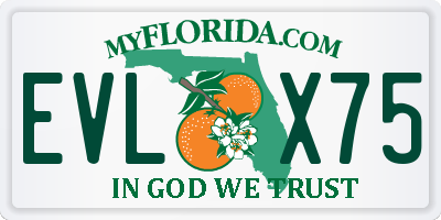 FL license plate EVLX75