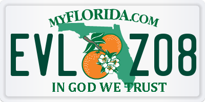 FL license plate EVLZ08