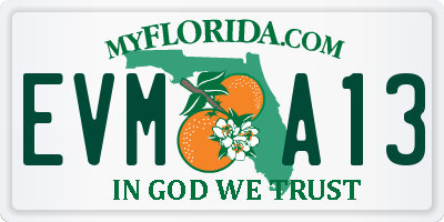 FL license plate EVMA13