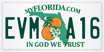 FL license plate EVMA16