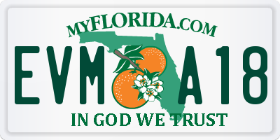 FL license plate EVMA18