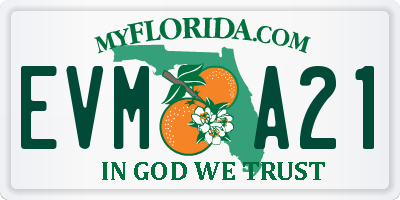 FL license plate EVMA21