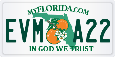 FL license plate EVMA22