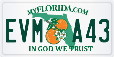 FL license plate EVMA43