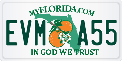 FL license plate EVMA55