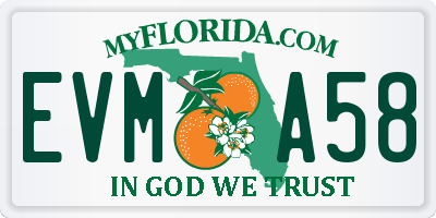 FL license plate EVMA58