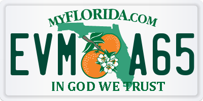 FL license plate EVMA65