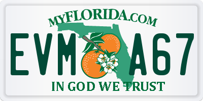 FL license plate EVMA67