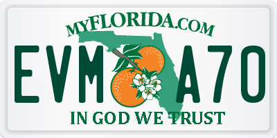 FL license plate EVMA70