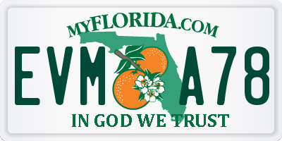 FL license plate EVMA78