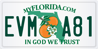 FL license plate EVMA81