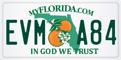 FL license plate EVMA84