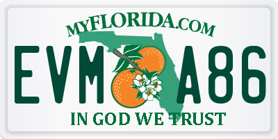 FL license plate EVMA86