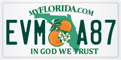 FL license plate EVMA87