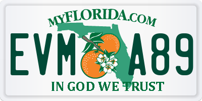 FL license plate EVMA89