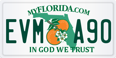FL license plate EVMA90