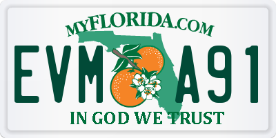 FL license plate EVMA91