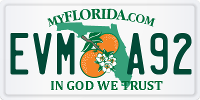 FL license plate EVMA92