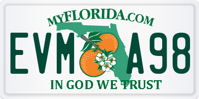 FL license plate EVMA98