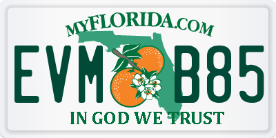 FL license plate EVMB85