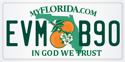 FL license plate EVMB90