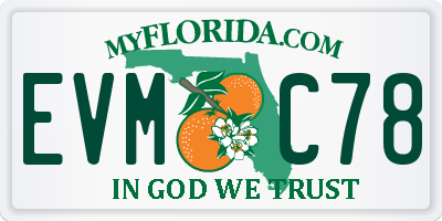 FL license plate EVMC78