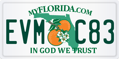 FL license plate EVMC83