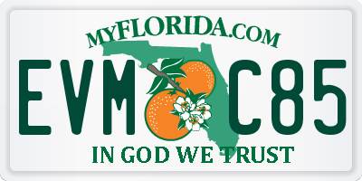 FL license plate EVMC85