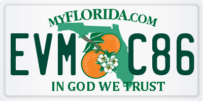 FL license plate EVMC86