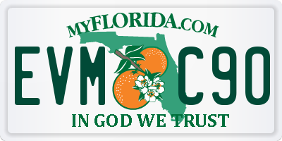 FL license plate EVMC90